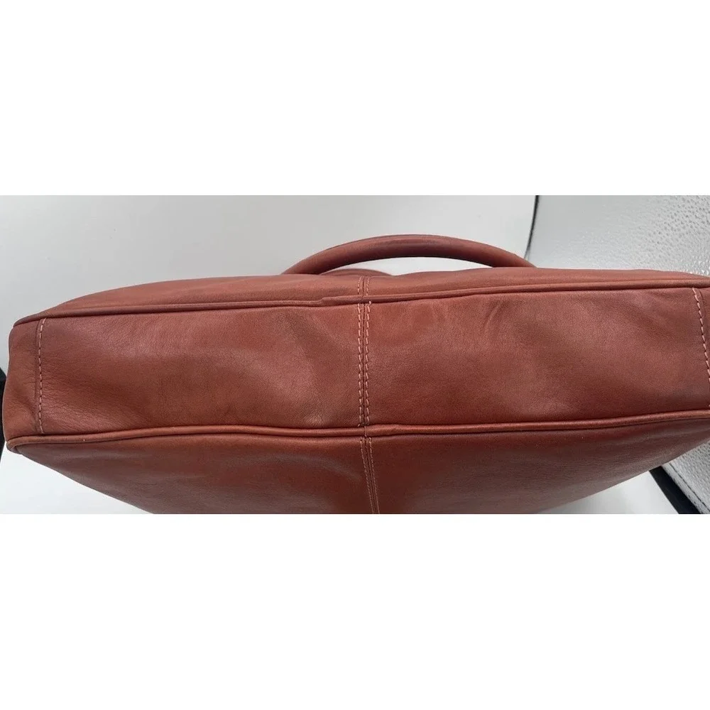 Liz Claiborne Brown Genuine Leather Laptop Briefcase Work Tote Bag